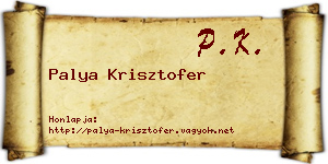 Palya Krisztofer névjegykártya